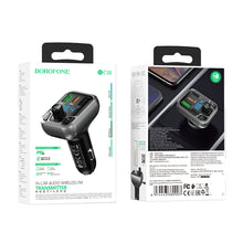 Заредете изображение във визуализатора на галерията – Borofone Transmitter FM BC38 Flash Energy MP3, Bluetooth - Type C + 2xUSB + microSD - QC 3.0 PD 20W black
