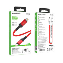 Заредете изображение във визуализатора на галерията – Borofone Cable BU30 Lynk Smart power-off - Type C to Lightning - PD 20W 1,2 metres red
