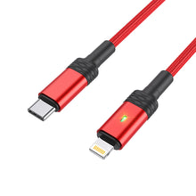 Заредете изображение във визуализатора на галерията – Borofone Cable BU30 Lynk Smart power-off - Type C to Lightning - PD 20W 1,2 metres red
