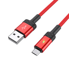 Заредете изображение във визуализатора на галерията – Borofone Cable BU30 Lynk Smart power-off - USB to MicroUSB - 2,4A 1,2 metres red
