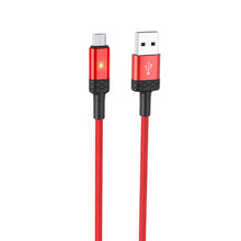 Заредете изображение във визуализатора на галерията – Borofone Cable BU30 Lynk Smart power-off - USB to MicroUSB - 2,4A 1,2 metres red
