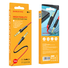 Заредете изображение във визуализатора на галерията – Borofone Cable BL6 - jack 3,5mm to jack 3,5mm - 1 metr red
