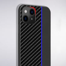 Заредете изображение във визуализатора на галерията – Tel Protect CARBON Case for Iphone 12 Pro Max Black with blue stripe
