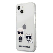 Заредете изображение във визуализатора на галерията – Original Case KARL LAGERFELD Karl &amp; Choupette Hard Case KLHCP13MCKTR for Iphone 13 Transparent
