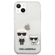 Заредете изображение във визуализатора на галерията – Original Case KARL LAGERFELD Karl &amp; Choupette Hard Case KLHCP13MCKTR for Iphone 13 Transparent
