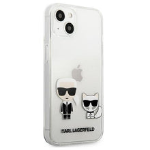 Заредете изображение във визуализатора на галерията – Original Case KARL LAGERFELD Karl &amp; Choupette Hard Case KLHCP13MCKTR for Iphone 13 Transparent
