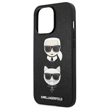 Заредете изображение във визуализатора на галерията – Original Pouch KARL LAGERFELD Saffiano Karl&amp;Choupette Bookcase KLHCP13XSAKICKCBK for Iphone 13 Pro Max Black
