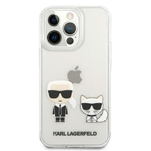 Заредете изображение във визуализатора на галерията – Original Case KARL LAGERFELD Karl &amp; Choupette Hard Case KLHCP13LCKTR for Iphone 13 Pro Transparent

