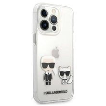 Заредете изображение във визуализатора на галерията – Original Case KARL LAGERFELD Karl &amp; Choupette Hard Case KLHCP13LCKTR for Iphone 13 Pro Transparent

