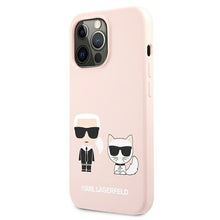 Заредете изображение във визуализатора на галерията – Original Case KARL LAGERFELD Silicone Karl&amp;Choupette KLHCP13LSSKCI for Iphone 13 Pro light pink

