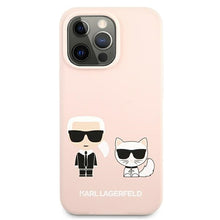 Заредете изображение във визуализатора на галерията – Original Case KARL LAGERFELD Silicone Karl&amp;Choupette KLHCP13LSSKCI for Iphone 13 Pro light pink

