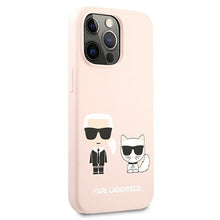 Заредете изображение във визуализатора на галерията – Original Case KARL LAGERFELD Silicone Karl&amp;Choupette KLHCP13LSSKCI for Iphone 13 Pro light pink
