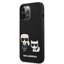 Заредете изображение във визуализатора на галерията – Original Case KARL LAGERFELD Silicone Karl&amp;Choupette KLHCP13LSSKCK for Iphone 13 Pro black
