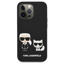 Заредете изображение във визуализатора на галерията – Original Case KARL LAGERFELD Silicone Karl&amp;Choupette KLHCP13LSSKCK for Iphone 13 Pro black
