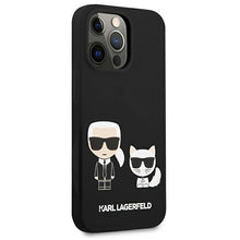 Заредете изображение във визуализатора на галерията – Original Case KARL LAGERFELD Silicone Karl&amp;Choupette KLHCP13LSSKCK for Iphone 13 Pro black
