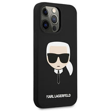 Заредете изображение във визуализатора на галерията – Original KARL LAGERFELD Case Silicone Karl`s Head Hardcase KLHCP13XSLKHBK for Iphone 13 Pro Max Black
