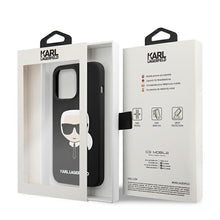 Заредете изображение във визуализатора на галерията – Original KARL LAGERFELD Case Silicone Karl`s Head Hardcase KLHCP13XSLKHBK for Iphone 13 Pro Max Black
