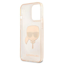 Заредете изображение във визуализатора на галерията – Original KARL LAGERFELD Case Glitter Karl`s Head Hardcase KLHCP13XKHTUGLGO for Iphone 13 Pro Max Gold
