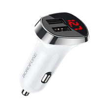 Заредете изображение във визуализатора на галерията – Borofone Car charger BZ15 Auspicious - 2xUSB - 2,4A with USB to Lightning cable white
