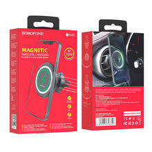 Заредете изображение във визуализатора на галерията – Borofone Car holder BH45 Mobile magnetic with wireless charging to air vent for Magsafe black
