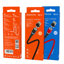 Заредете изображение във визуализатора на галерията – Borofone Cable BU16 Skill magnetic - USB to Lightning - 2,4A 1,2 metres red
