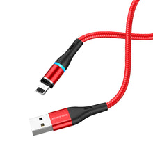 Заредете изображение във визуализатора на галерията – Borofone Cable BU16 Skill magnetic - USB to Lightning - 2,4A 1,2 metres red
