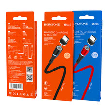 Заредете изображение във визуализатора на галерията – Borofone Cable BU16 Skill magnetic - USB to Micro USB - 2,4A 1,2 metres red
