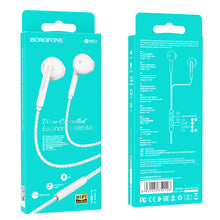 Заредете изображение във визуализатора на галерията – Borofone Earphones BM63 Melodic with microphone white
