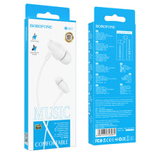 Заредете изображение във визуализатора на галерията – Borofone Earphones BM61 Wanderer with microphone white
