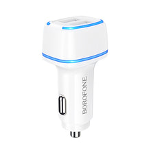Заредете изображение във визуализатора на галерията – Borofone Car charger BZ14 Max - 2xUSB - 2,4A with USB to Type C cable white
