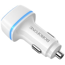 Заредете изображение във визуализатора на галерията – Borofone Car charger BZ14 Max - 2xUSB - 2,4A with USB to Type C cable white
