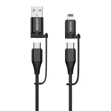 Заредете изображение във визуализатора на галерията – KAKU Cable KSC-654 Tuojie 4 in 1 - USB + Type C to Type C + Lightning - 1,2 metres black
