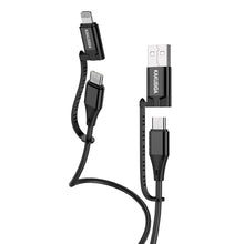 Заредете изображение във визуализатора на галерията – KAKU Cable KSC-654 Tuojie 4 in 1 - USB + Type C to Type C + Lightning - 1,2 metres black
