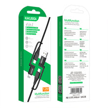 Заредете изображение във визуализатора на галерията – KAKU Cable KSC-654 Tuojie 4 in 1 - USB + Type C to Type C + Lightning - 1,2 metres black
