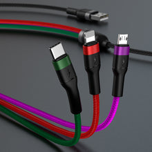Заредете изображение във визуализатора на галерията – KAKU Cable KSC-481 Yatu 3 in 1 - USB to Type C, Micro USB, Lightning - 3,2A 1,2 metres black
