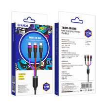 Заредете изображение във визуализатора на галерията – KAKU Cable KSC-481 Yatu 3 in 1 - USB to Type C, Micro USB, Lightning - 3,2A 1,2 metres black
