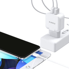 Заредете изображение във визуализатора на галерията – KAKU Wall charger KSC-414 Qiyuan - 2xUSB - 10W 2,4A with USB to Micro USB cable white
