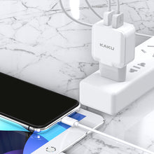 Заредете изображение във визуализатора на галерията – KAKU Wall charger KSC-414 Qiyuan - 2xUSB - 10W 2,4A with USB to Micro USB cable white
