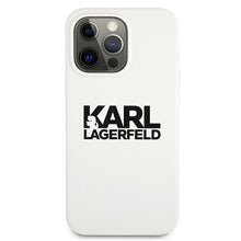 Заредете изображение във визуализатора на галерията – Original KARL LAGERFELD Case Silicone Stack Logo KLHCP13XSLKLWH for Iphone 13 Pro Max white
