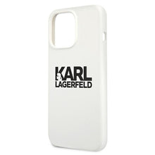 Заредете изображение във визуализатора на галерията – Original KARL LAGERFELD Case Silicone Stack Logo KLHCP13XSLKLWH for Iphone 13 Pro Max white
