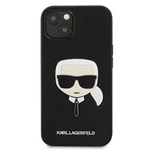 Заредете изображение във визуализатора на галерията – Original KARL LAGERFELD Case - Saffiano Ikonik Karl`s Head KLHCP13MSAKHBK for Iphone 13 Black
