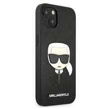 Заредете изображение във визуализатора на галерията – Original KARL LAGERFELD Case - Saffiano Ikonik Karl`s Head KLHCP13MSAKHBK for Iphone 13 Black
