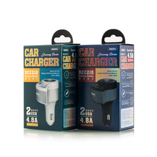 Заредете изображение във визуализатора на галерията – REMAX Car Charger RCC-218 Journey Series - 2xUSB + cigarette lighter socket - 24W 4,8A White
