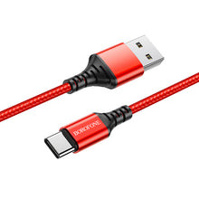 Заредете изображение във визуализатора на галерията – Borofone Cable BX54 Ultra Bright - USB to Type C - 2,4A 1 metre red
