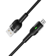 Заредете изображение във визуализатора на галерията – Borofone Cable BU17 Starlight power-off - USB to Micro USB - 2,4A 1,2 metres black
