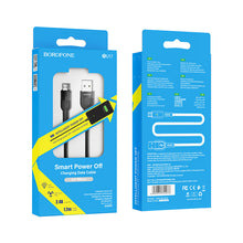 Заредете изображение във визуализатора на галерията – Borofone Cable BU17 Starlight power-off - USB to Micro USB - 2,4A 1,2 metres black
