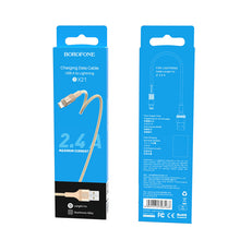 Заредете изображение във визуализатора на галерията – Borofone Cable BX21 Outstanding - USB to Lightning - 2,4A 1 metre gold

