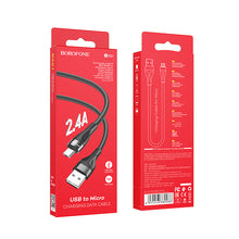 Заредете изображение във визуализатора на галерията – Borofone Cable BX61 Source - USB to Micro USB - 2,4A 1 metre black
