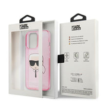 Заредете изображение във визуализатора на галерията – Original KARL LAGERFELD Case Glitter Karl`s Head Hardcase KLHCP13XKHTUGLP for Iphone 13 Pro Max Pink
