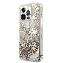 Заредете изображение във визуализатора на галерията – Original Case GUESS Peony Liquid Glitter Hardcase GUHCP13XLGPEGO for Iphone 13 Pro Max gold
